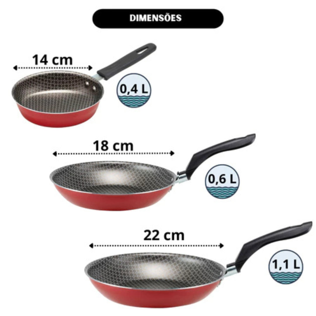 Conjunto de Frigideiras - Linha Gourmet Trio